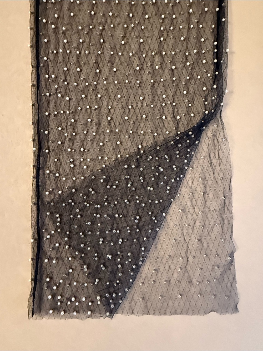 Haute Monde Pearl Embellished Sheer Overlay Layering Mesh Maxi Skirt Black Y2K L - Picture 10 of 16